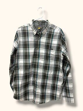Eddie Bauer Shirt Mens LT Classic Fit Plaid Button Up Long Sleeve Green Gray